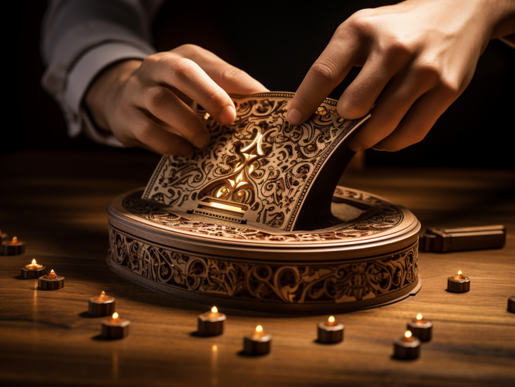 Wooden casino deck for cards