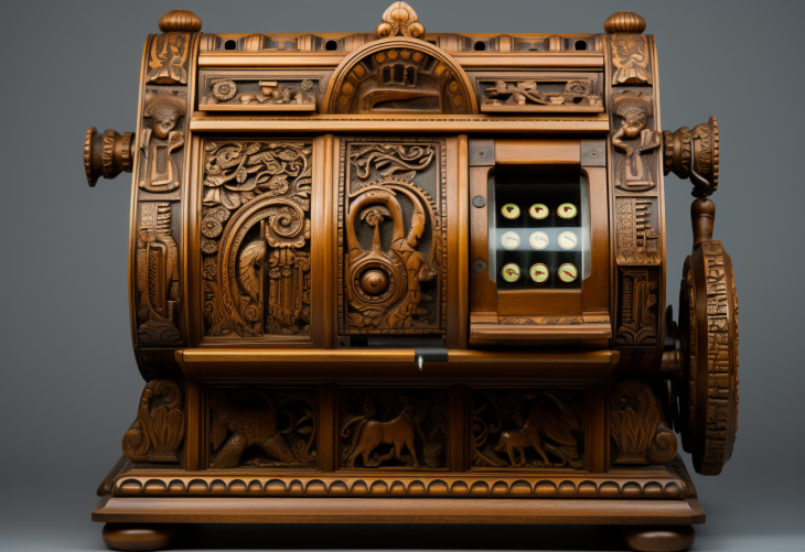 Wood crafted casino slot machine